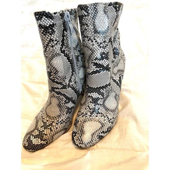 Snake Skin Print Top Moda Block Heeled Boots Size 7 - Picture 3 of 3